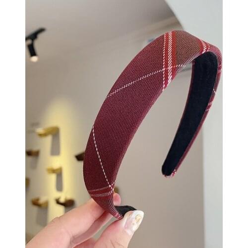 New Women Vintage Elegant Wide Plaid Simple Hairbands Sweet Headband Hair Holder Ornament Fashion Hair Accessories