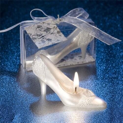 Crystal Shoees Candle Romantic Fairy Tale Cinderella Crystal Shoes Creative Wax Candle Wedding Valentines Day Home Decorations