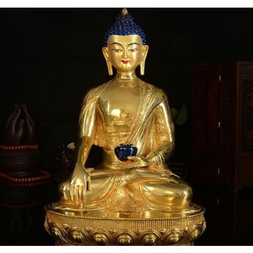Wholesale buddha statue # TOP GOOD Tibetan Buddhism the Buddha FULL Gilding brass statue # HOME Talisman Protection 33CM