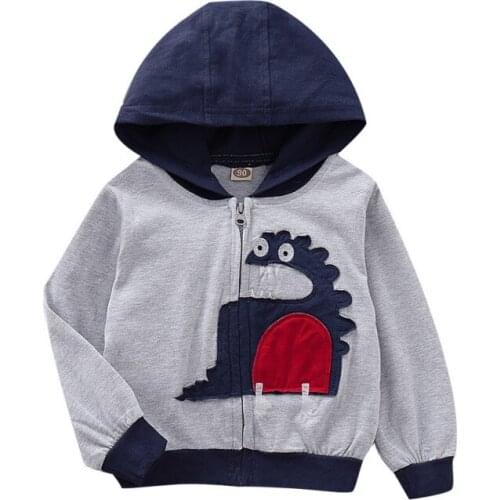 Autumn Outfits Baby Girl Boy Outerwear Cartoon Print Casual Hoodie Zipper Sweatshirt Kids Outfits Tops
