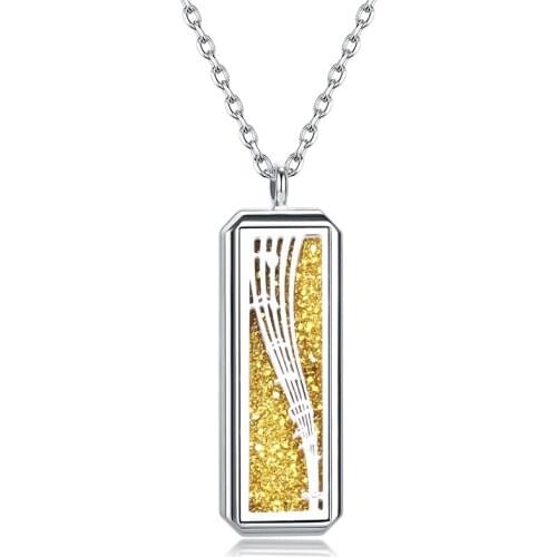 New Magnetic Musical Note Aroma Diffuser Locket Pendant Jewelry Stainless Steel Perfume Necklace Essential Oil Locket