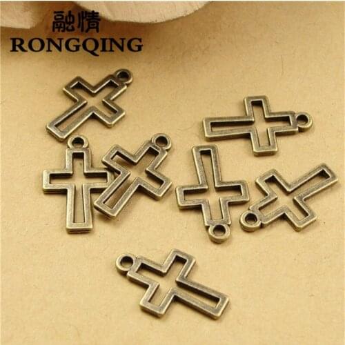 RONGQING 17*10MM 200pcs/lot cross Pendants Necklaces Handmade Accessories Fashion Jewelry Charms DIY