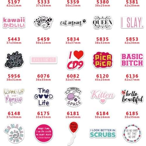 DIY Craft Supplies Sewing Accessories Cartoon Words And Language Printed Planar Resins Mold 10 Pieces. PR-5197