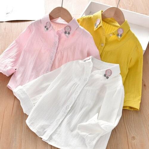 Girls' Shirt Spring Autumn Long Sleeve 2021 Childrens Clothing KoreanEmbroidery Top Babys Foreign Style Shirt Coat Fashion