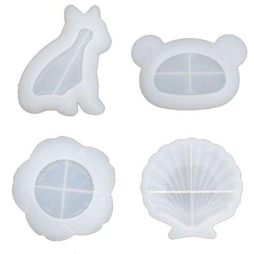 Handmade Cute Dish Resin Mold Jewelry Making Tools Bulldog Shell Bear Flower Plate Silicone Resin Casting Dish Mould W0YA