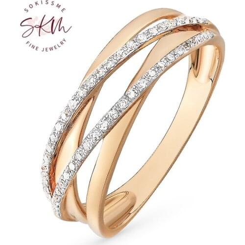 SKM Trendy diamond rings for women brand designer 14k rose gold Engagement wedding rings designer Luxury Fine Jewelry