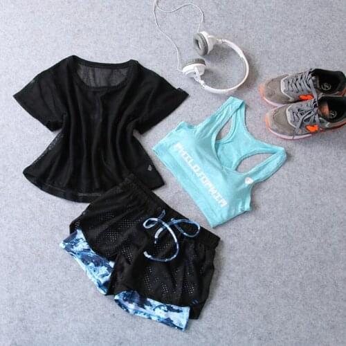 Sport Wear 3 Piece/set Yoga Set Sports Shirt for Women Sports bra Shorts Fitness Pants Leggings Tracksuit Gym Leggings