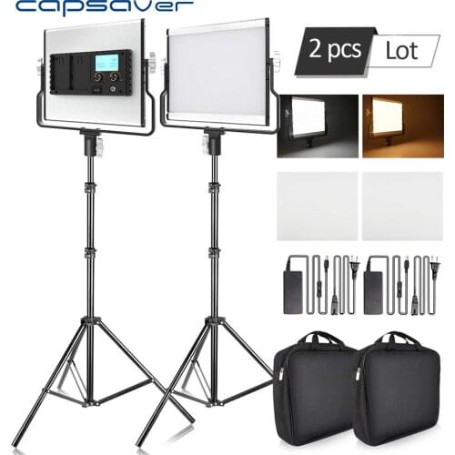 Capsaver L4500 Photography Lighting LED Video Light Photo Lamp Dimmable 3200K-5600K 15W CRI 95 Metal Panel with Tripod Stand