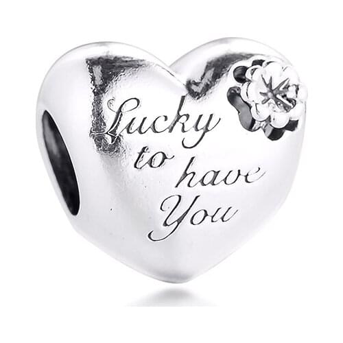 Charms 925 Sterling Silver Original Fit Pandora Bracelets Heart & Clover Beads for Women Jewelry Making DIY Berloque