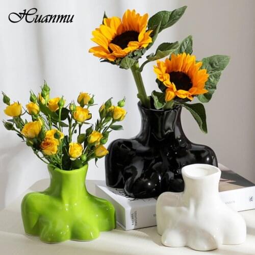 New Nordic Vase Ceramic Craft Home Decoration Flower Vase Bust Body Art Vase Handmade Ornaments Room Home Decor Friend Gift ваза