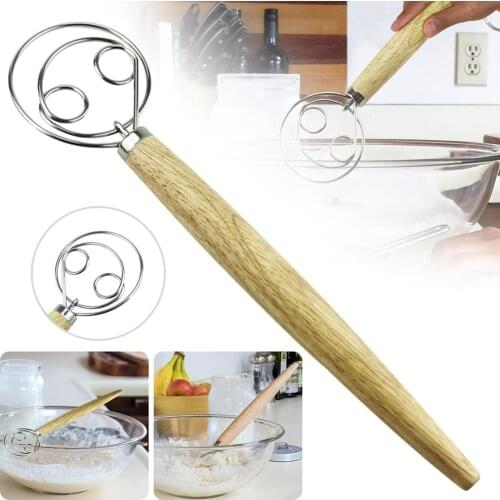 Danish Dough Whisk - LARGE 13" Stainless Steel Dutch Style bread dough whisk for pastry pizza mixer hook, kitchen accessories
