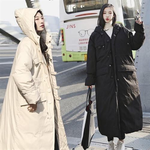 2019 Korea Winter Clothes Pattern Easy Even Hat Bread Woman Korean Long Fund Thickening Cotton-padded Jacket Loose Coat