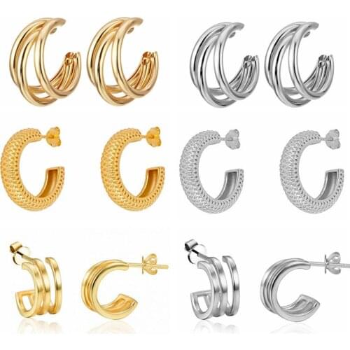 925 Silver Ear Needle Semicircle Stud Earrings for Women Minimalist Irregular Earring Korean Fashion Females Jewelry Accessories