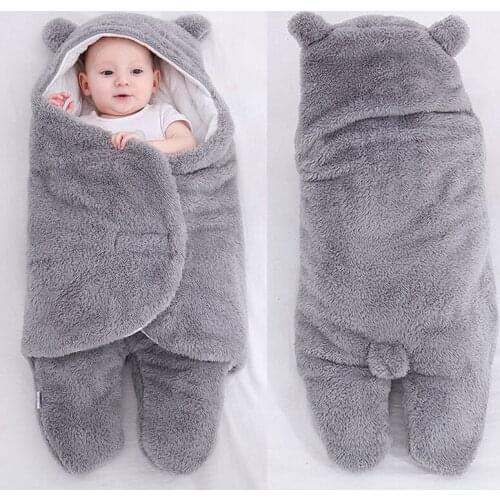 Winter Newborn Jacket Warm Baby Sleeping Bag Soft Fluffy Fleece Baby Receiving Blanket Sleepsack Kids Infant Boy Siamese Clothes