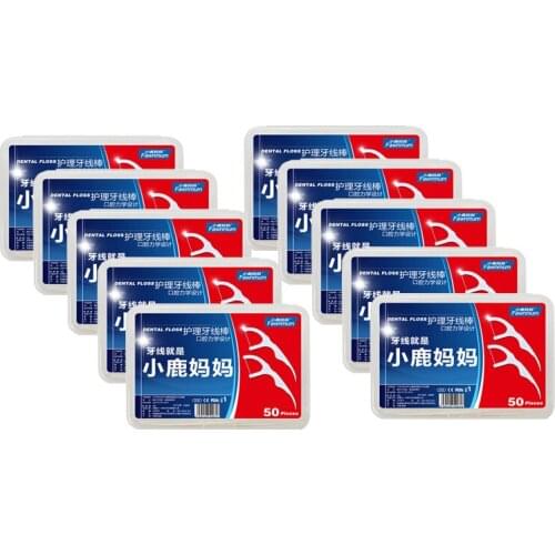 500 PCS / 10 Boxes Dental Floss Interdental Brush Teeth Stick Toothpicks Teeth Cleaning Dental Flossers Pick