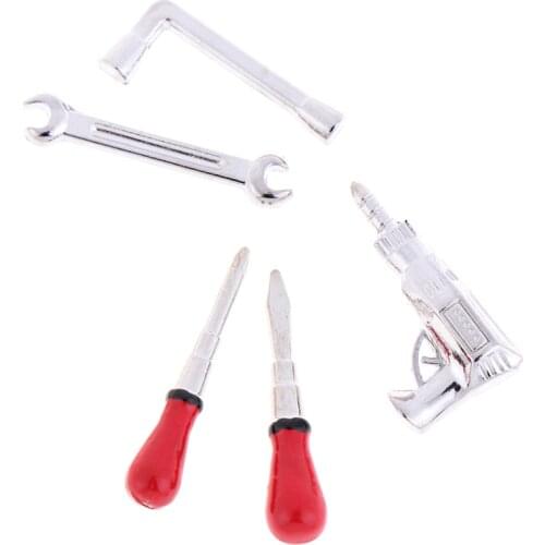 1Set 1/12 Dollhouse Miniature Furniture Alloy Repair Tool Model Pretend Play Classic Toys for Kids Children