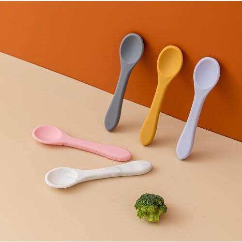 1pcs Baby Silicone Fork Silicone Baby Feeding Spoon Organic Soft Tip Spoon BPA Free Food Grade Silicone Spoon Toddlers Gifts