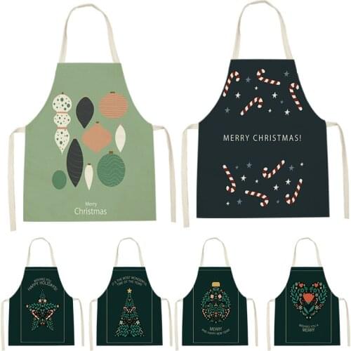 1 Pcs Holiday Pattern Christmas Print Sleeveless Apron ChildrenS Home MenS And WomenS Anti-Fouling Apron Kitchen Bib Pinafore