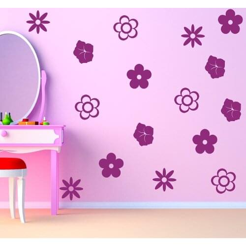 16pcs Flower Group Vinyl Wall Stickers Flowers And Trees Creative Multipack Wall Sticker Home Art Decals Hot Selling Mural SA356