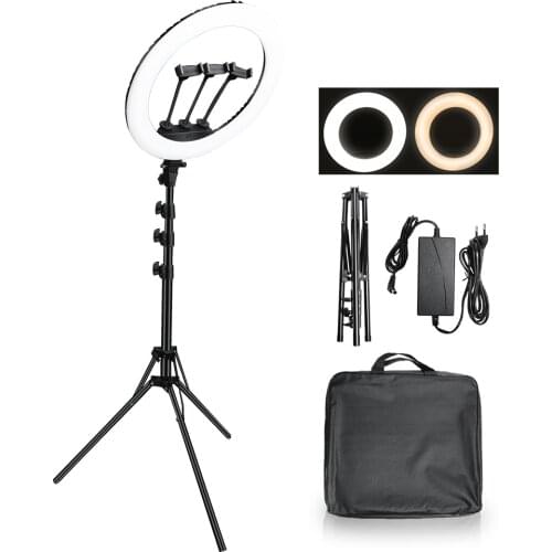 18" 60W LED Ring Light Anillo De Luz Led Annular Lamp With 2.1M Stand Tripod Podcast Equipment For 3 Phones Live Youtube Video