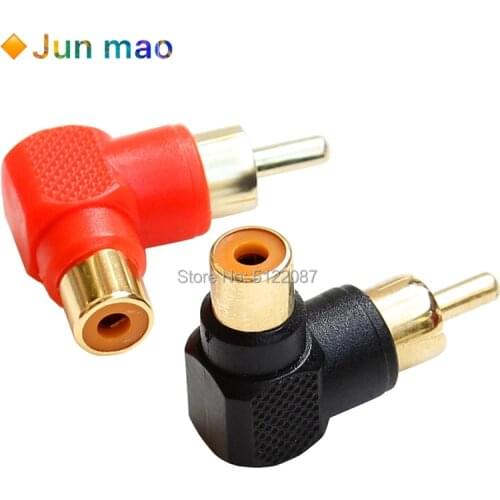 2Pcs 90 Degree RCA Right Angle Connector Plug Adapters Male To Female M/F 90 Degree Elbow Audio Adapter
