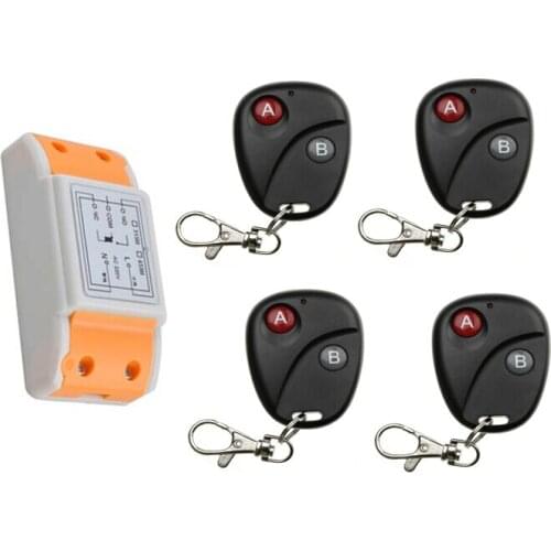 2016 new products 220 v 1 ch wireless remote control switch 1*receiver +4* transmitter Classic 2 key shape