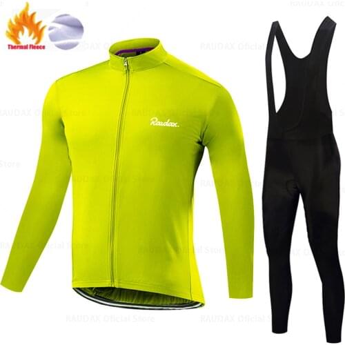 2021 Team Raudax Winter Cycling Jersey Thermal Fleece Cycling Clothing Bike Ciclismo Mtb Ropa De Hombre Cycling Clothes Sets