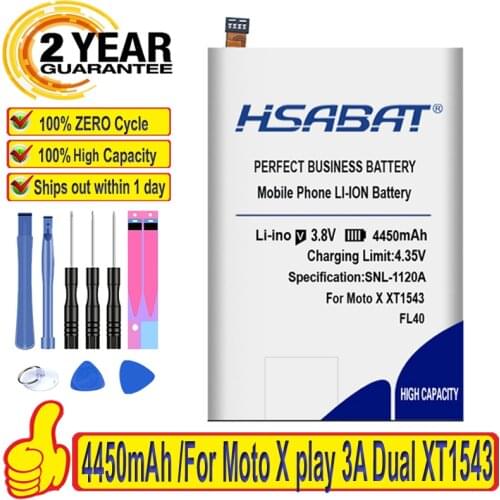 HSABAT 4450mAh FL40 Battery for Motorola Moto X play 3A Dual XT1543 XT1544 XT1560 XT1561 XT1562 XT1563 XT1565 Phones Batteries