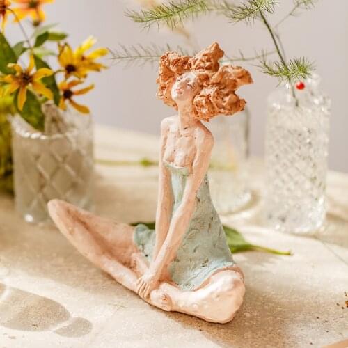 Angel Girl Resin Statue Character Girl Sculpture Christmas Birthday Gift Fairy Garden Miniatures Ornament Home Decor Accessories