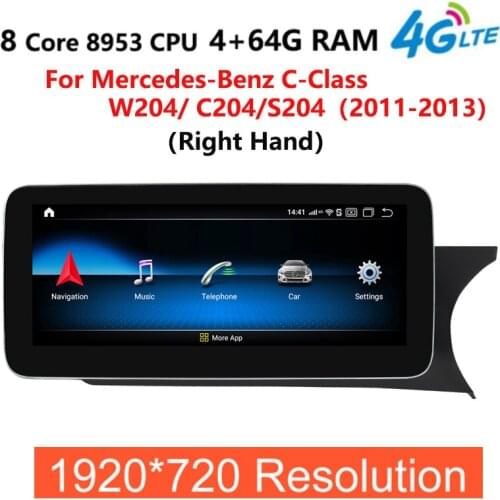1920*720P Android 10.0 4G+64G Car radio multimedia GPS For Mercedes-Benz C-Class W204/ C204/S204 2011 2012 2013 Right hand