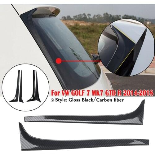 Auto Rear Window Mirror Tail Gloss Black Carbon Fibe Rear Window Side Spoiler Wing For GOLF 7 MK7 GTD R 2014-2018 Car-styling