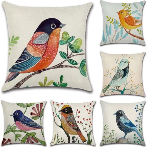 Cartoon Bird Pillowcase Sofa Cushion Case Bed Pillow Cover Home Decor Car Cushion Cover Chair Waist Pillow Case 45*45cm