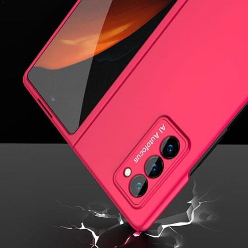 Phone Case For Samsung Galaxy Z Fold 2 5G Mobile Phone Protective Anti-fall Pattern Leather Lychee Sleeve Shell Hard C2A5