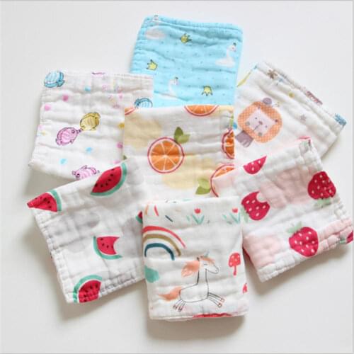 Kids Baby Cartoon Towel Handkerchief Cotton Muslin Towel Handkerchiefs six Layers Wipe Handkerchiefs Childrens Handkerchie