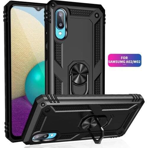 For Samsung Galaxy M02 Armor Shockproof Case for Samsung Galaxy M02 M 02 Military Drop Protective Car Holder Ring Case Cover