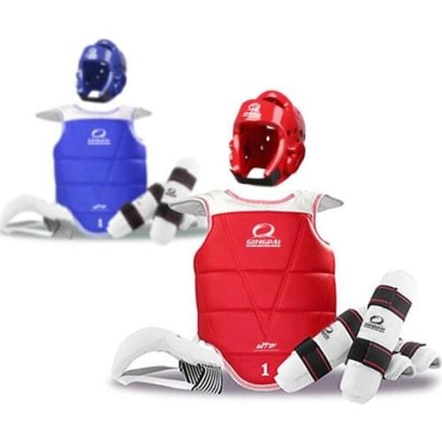 Adult Kids Child Tae kwon do Thickening WTF Taekwondo Protection 6pcs/set Chest Protector Karate Helmet Arm & Shin Guard