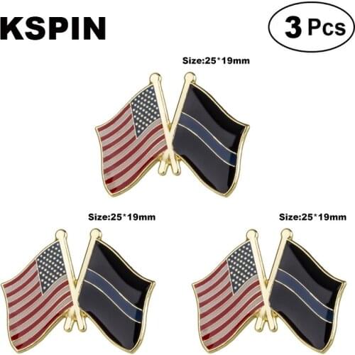 U.S.A & Thin Blue Line 2 Frendship Lapel Pin Brooches Pins Flag badge Brooch Badges