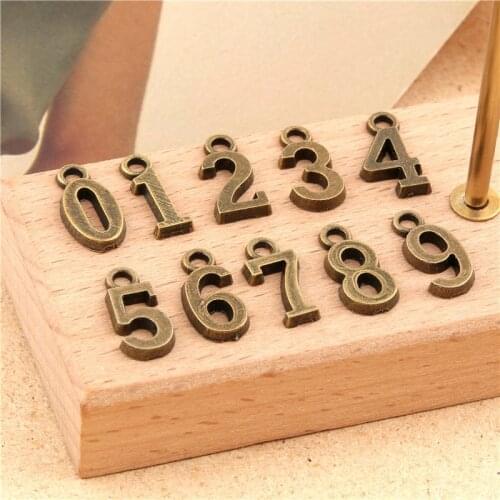 Dropshippng 5 Sets (50pcs) 15mm Bronze Arabic Number 0~9 Charms DIY Metal Bracelet Necklace Jewelry Findings
