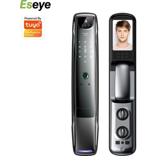 Eseye Tuya Smart Fingerprint Password IC Card Electronic Door Lock Autmation With Surveillance Camera Visible Doorbell