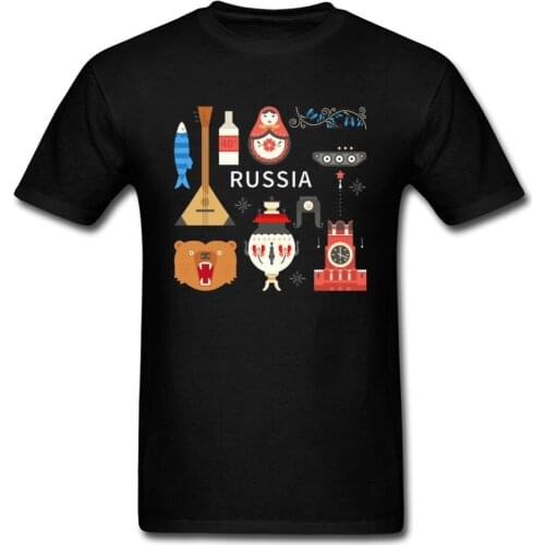 Fashion T-shirt For Man Russia Elements T Shirt Bear Matryoshka Doll Print Adult Tshirt 2019 New Mens Tops & Tees Father Gift