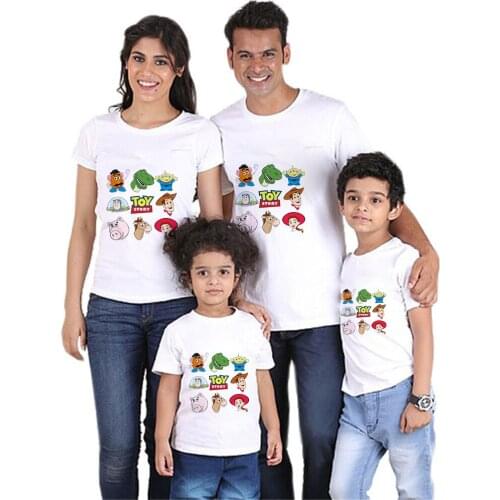 1PC Cartoon T Shirt Family Matching Clothes Summer Short Sleeve Toy Story Printed Cute Father Mother Kids Family Matching Outfit