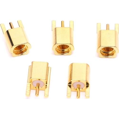 5Pcs MMCX Female Jack Connector PCB Mount With Solder Straight Goldplated 3 Pins MMCXKE Connector