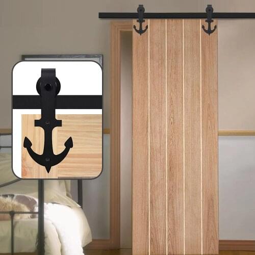 HACCER Heavy Duty Sliding Barn Door Hardware Black Roller Slides 4-16FT Hardware Kit for Single Door