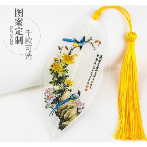 Flower and bird painting, vein bookmark, bamboo plum knot, wedding celebration, guest, friend, child, exquisite cultural gift