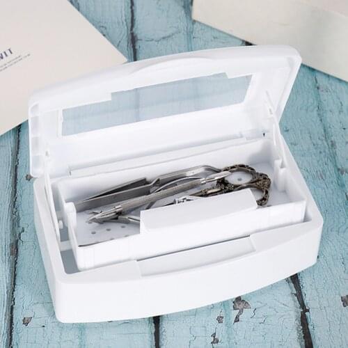 Nail Art Disinfection Box Portable Nail Art Tweezers Tool Tray Transparent Nail Sterilizer Small Storage Box Daily Cleaning Tool