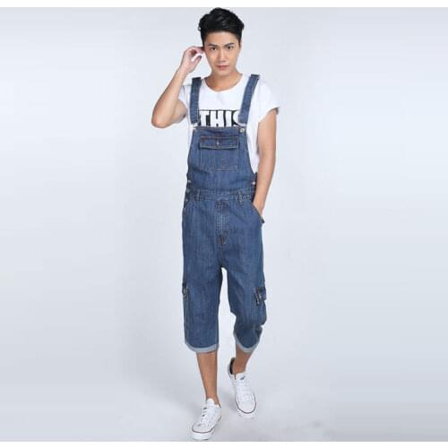Korean Version of the Denim Bibs Mens Bib pants Casual Jumpsuit Mens Suspenders pants in more size Denim Overalls Size 28-50