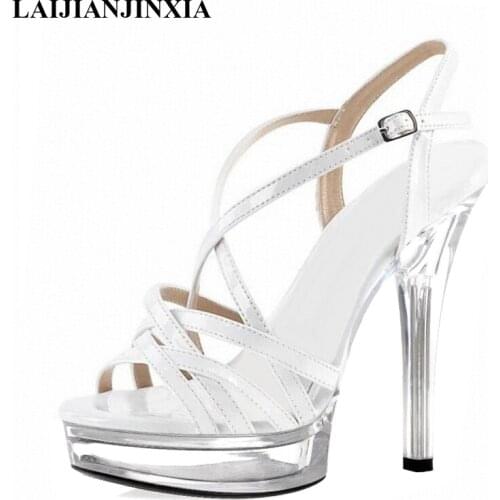 LAIJIANJINXIA New Summer Novelty Roman Hollow Open Toe Office Lady Work Shoes 5 Inch High Heels Women shoes Models Party Sandals