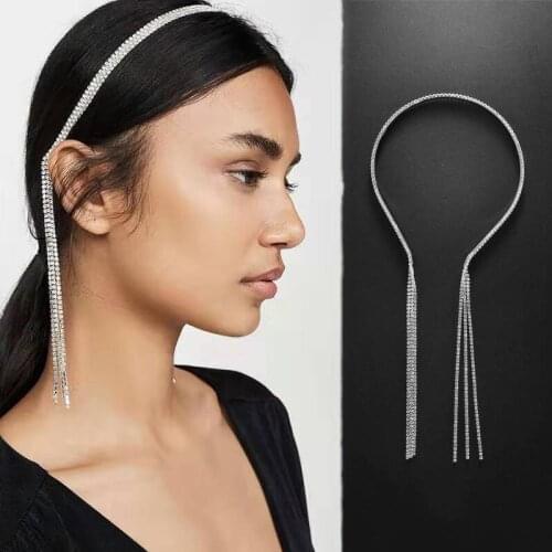 Lystrfac New Alloy Rhinestone Tassel Headband Women Temperament Party Headwear For Ladies Beautiful Hair Accessories