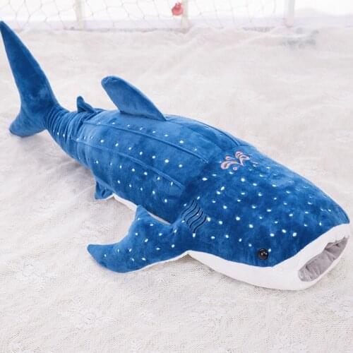 Small cute plush simulation big mouth shark toy stuffed dark blue shark toy gift about 55cm 0209