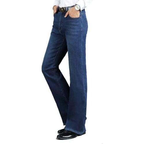 Jeans Men Winter Mens Thick Horned Jeans Warm Thickened Plus Velvet Flare Pants Micro Horn Stretch Blue Jeans Size 28-38